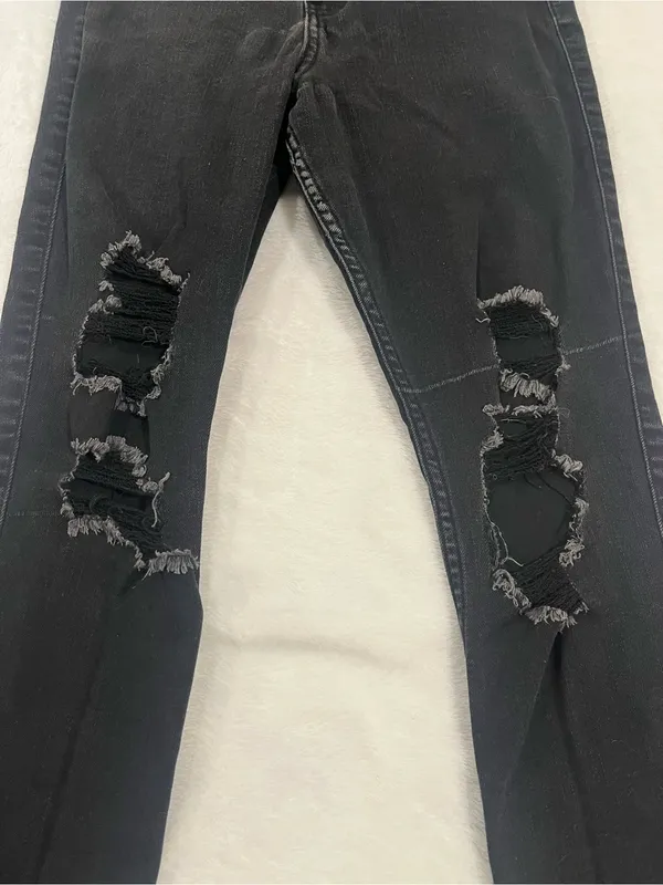 Hollister High Rise Super Skinny Distressed Black Jeans - 7R - Image 2