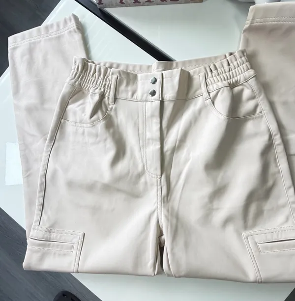 NWOT Shinestar Cream Faux Leather High Waist Cargo Pants L⁠🎀 - Image 7