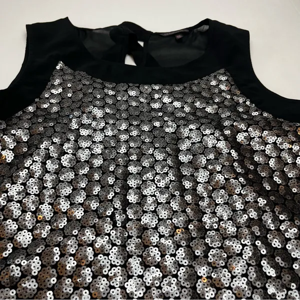 Victoria's Secret Womens Size Large Black Silver‎ Sequined Sheer Sleeveless Top - Image 6