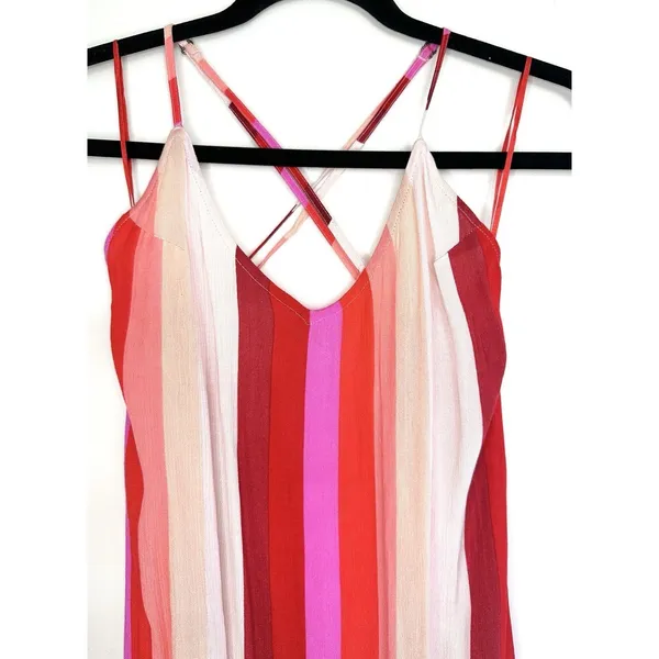 Billabong Wanna Be Around Maxi Dress XS Red Pink High Slit‎ NWT Beach Cover Up - Image 5