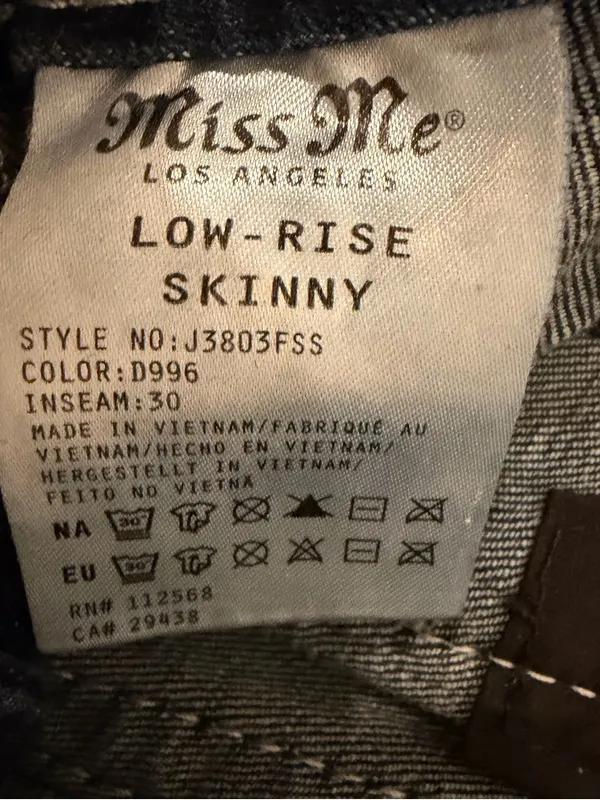 Miss Me Womens Low Rise Skinny Jeans Distressed Flap Pockets Size 26 - Image 7