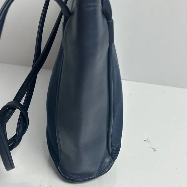 Vintage Esprit Navy Blue Ribbed Fabric Shoulder Bag Y2K 90s Minimalist - Image 9