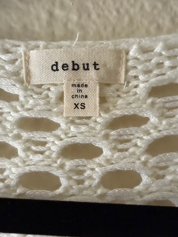debut Crochet Openwork Tie-Front Cardigan with Floral Motifs - Image 3