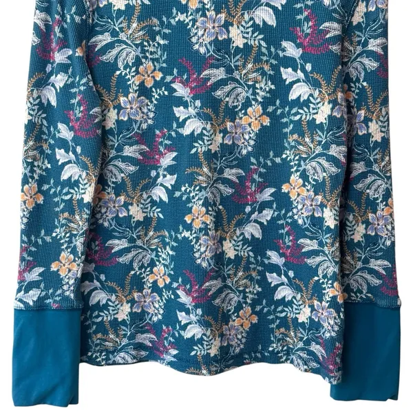 Sundance Blue Pink Floral‎ Long Sleeve Waffle Knit Thermal Top Feminine XS - Image 4