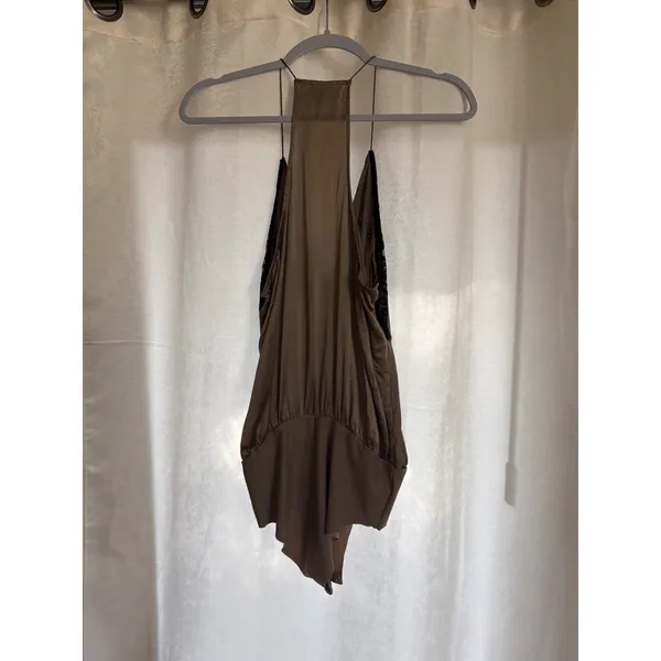 CAMI NYC The Courtney Silk Bodysuit Brown Size Small - Image 6