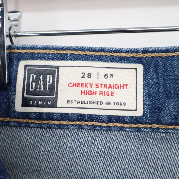 Gap Cheeky Straight High Rise Distressed Blue Denim Jeans Womens Size 28 6R - Image 2