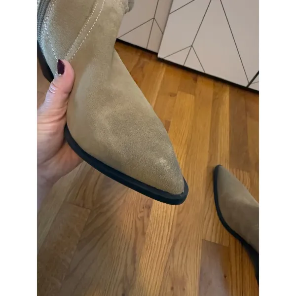 BP Surina Lea Women’s 10M Leather Suede Tan Chunky Block Heal Ankle Bootie Boots - Image 10