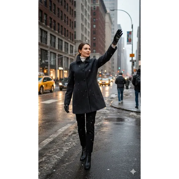 London Fog Wool Blend Coat M Black Charcoal Car Coat Button Front - Image 8