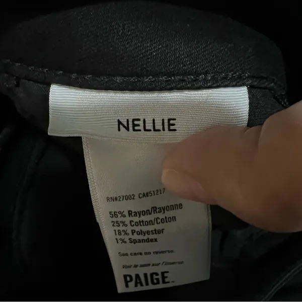 PAIGE Nellie‎ Coated Black High Rise Wide-Leg Cropped Pants - Image 11