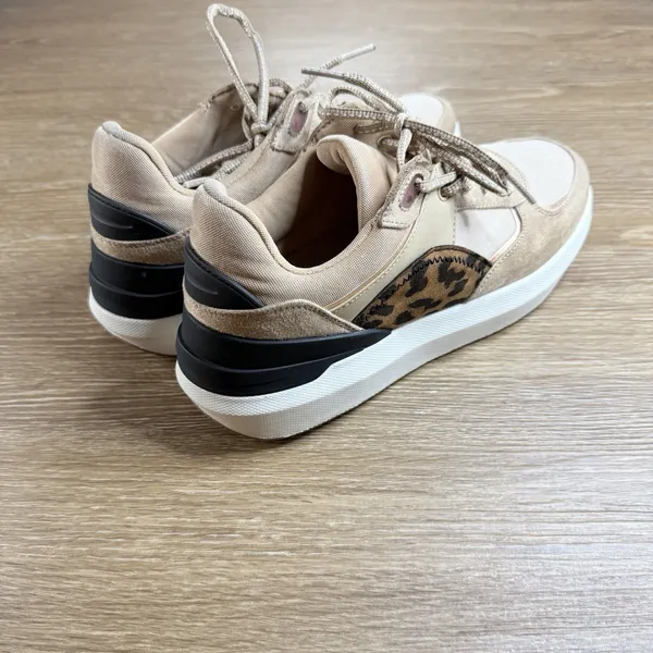 Zara Chunky Platform Sneakers Leopard Accent Beige Lace Up Women's EU 40 US 9 - Image 4