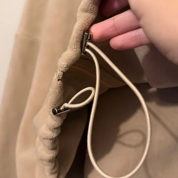 Tan Women's Soft Jacket Fleece Warm Zip Up size medium Minimalist Boho Trendy - Image 4