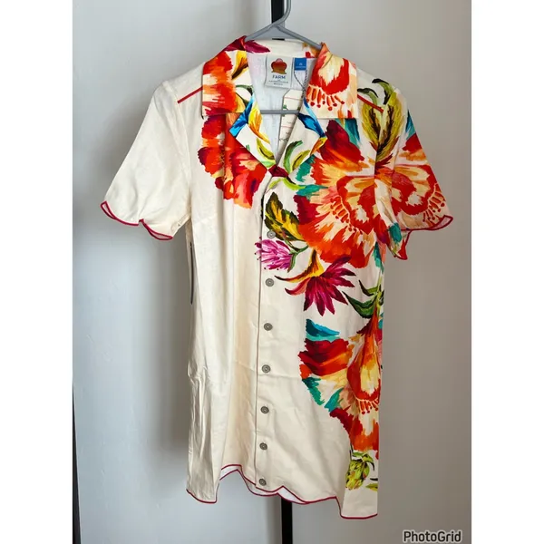 Farm Rio X Anthropologie Scalloped Shirt Dress New Tags Tropicart - Image 3