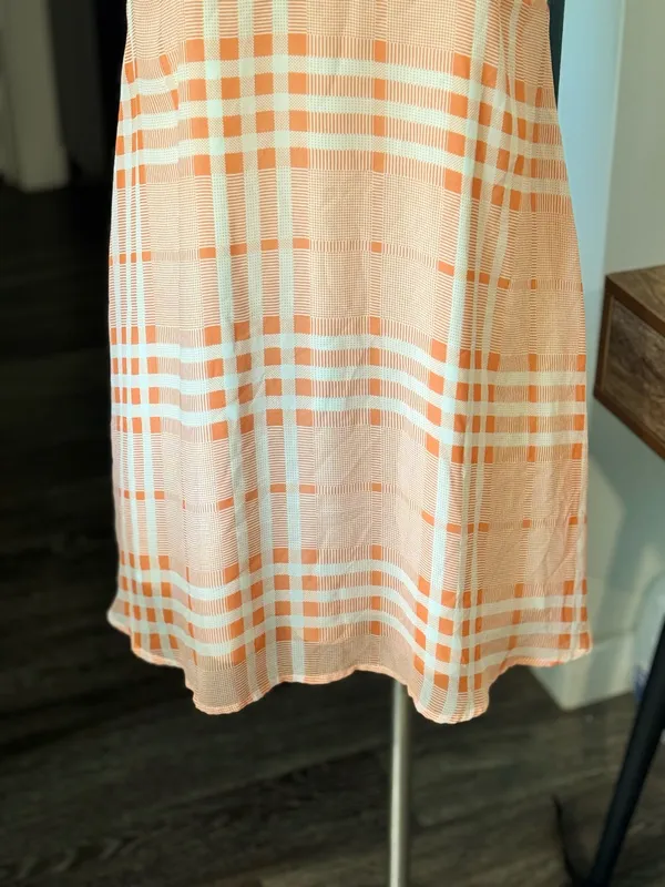 LUSH Vintage Vibe Peach Plaid Cami Slip Dress Size Small - Image 3