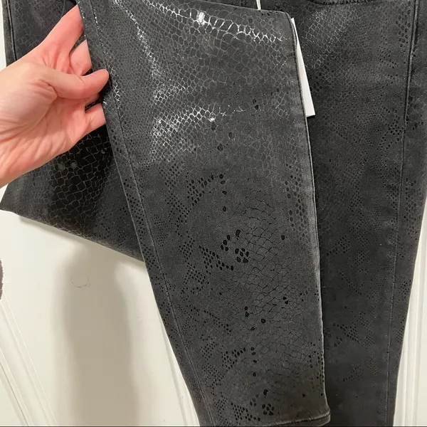 Good American Grey Snakeskin Metallic Coated High Rise Skinny Jeans NWT Grunge 0 - Image 5