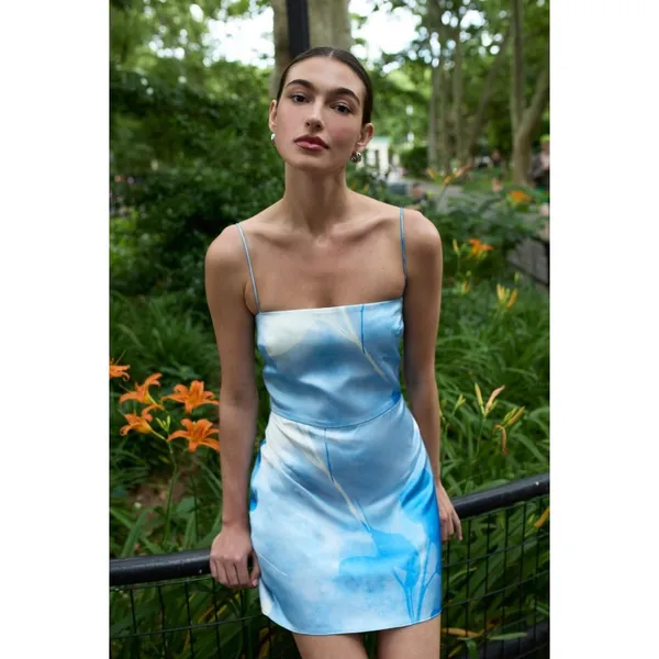 New Amanda Uprichard Avani Mini Dress Blue Ombré Square‎ Neck Size Small - Image 3