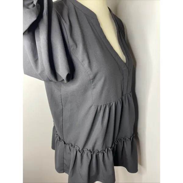 Tuckernuck Pomander Place Black Kenzo Crepe‎ Blouse Top Women's Size Medium - Image 6