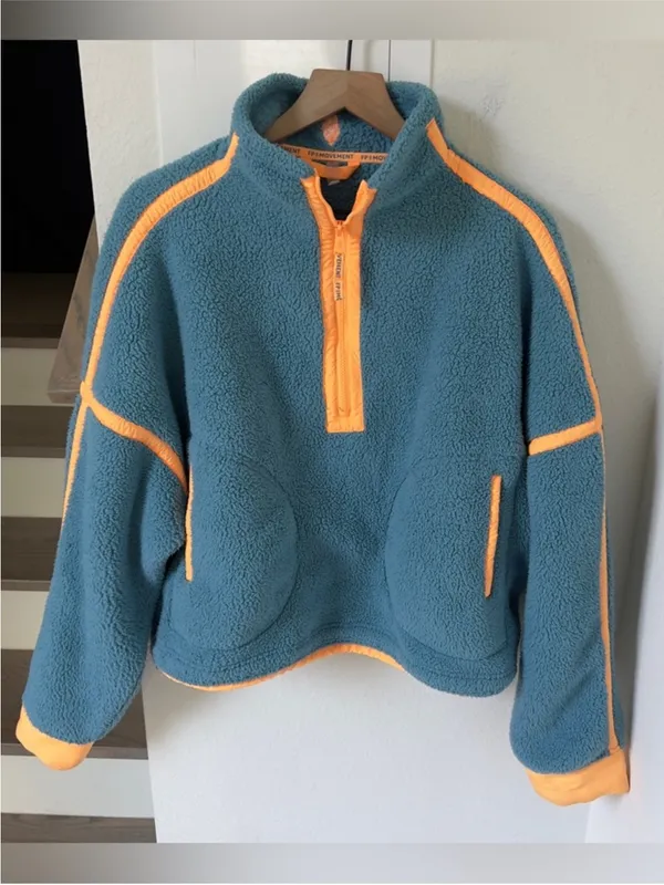 Free People FP Movement Mountain High Colorblock Half-Zip Fleece Celestial Blue - Image 3