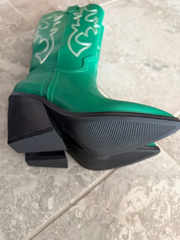 Madden Girl Arizona Knee High Cowboy Boots in Emerald Green, Size 5, NEW - Image 7