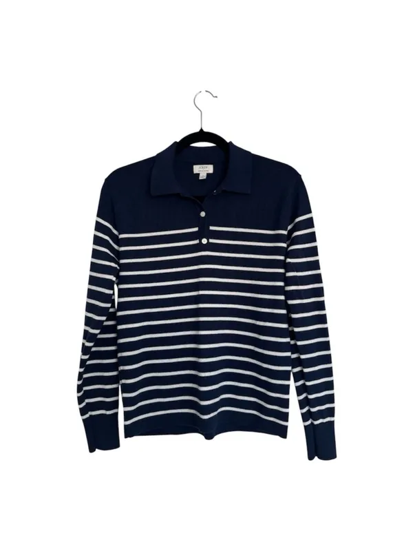 J.Crew Women’s Striped Merino Wool-blend Sweater-Polo Size S - Image 3