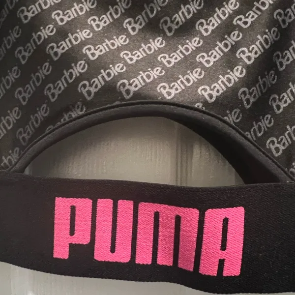 Puma x Barbie Women’s Size XS Crop Top Mesh straps Peekaboo Window Barbie logo - Image 2