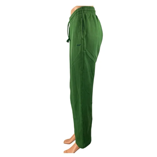Aritzia TNA Sweatfleece Green Elastic Waist Wide Leg Trousers Sweatpants Size XS - Image 2