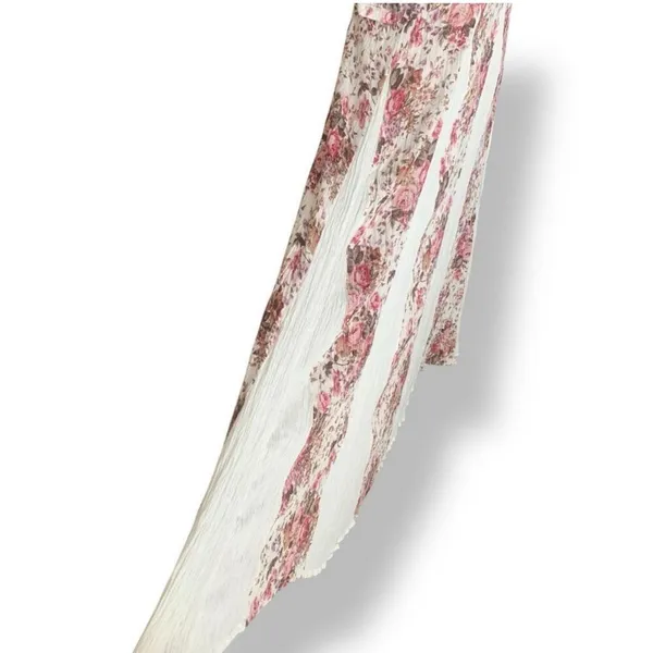 Vintage Floral Rayon Maxi Dress‎ Cream Pink Cottagecore Romantic Boho Medium - Image 5