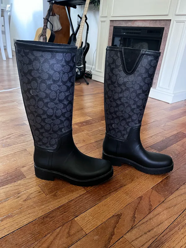 Coach Tall Rain Boots Black Size 9 - Image 2