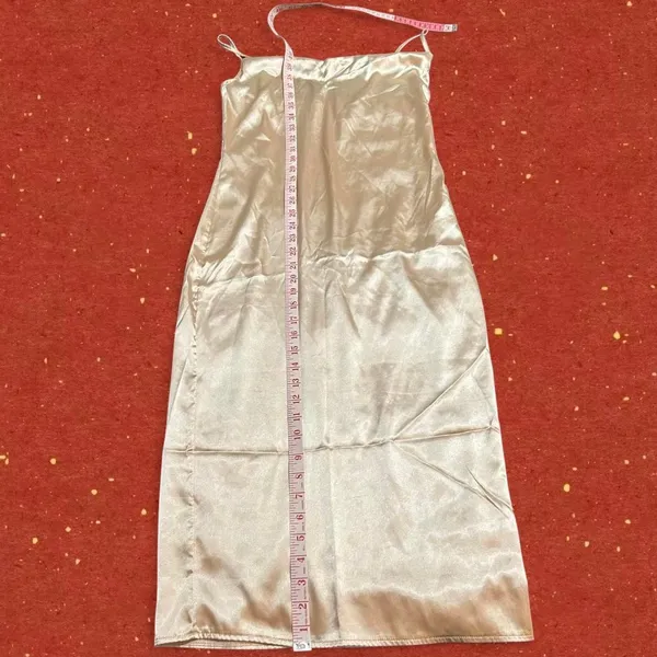 Source Unknown Gold Satin midi dress - Image 6