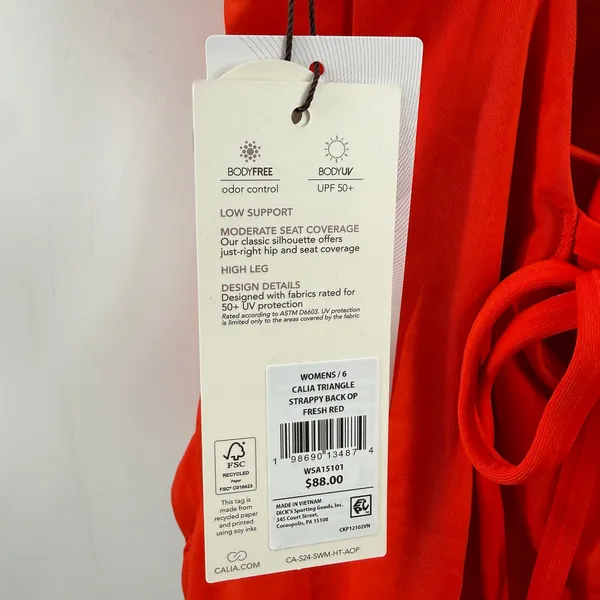 Calia Swimsuit SZ 6 Triangle Strappy Back One Piece NWT Fresh Red Tummy Control - Image 9