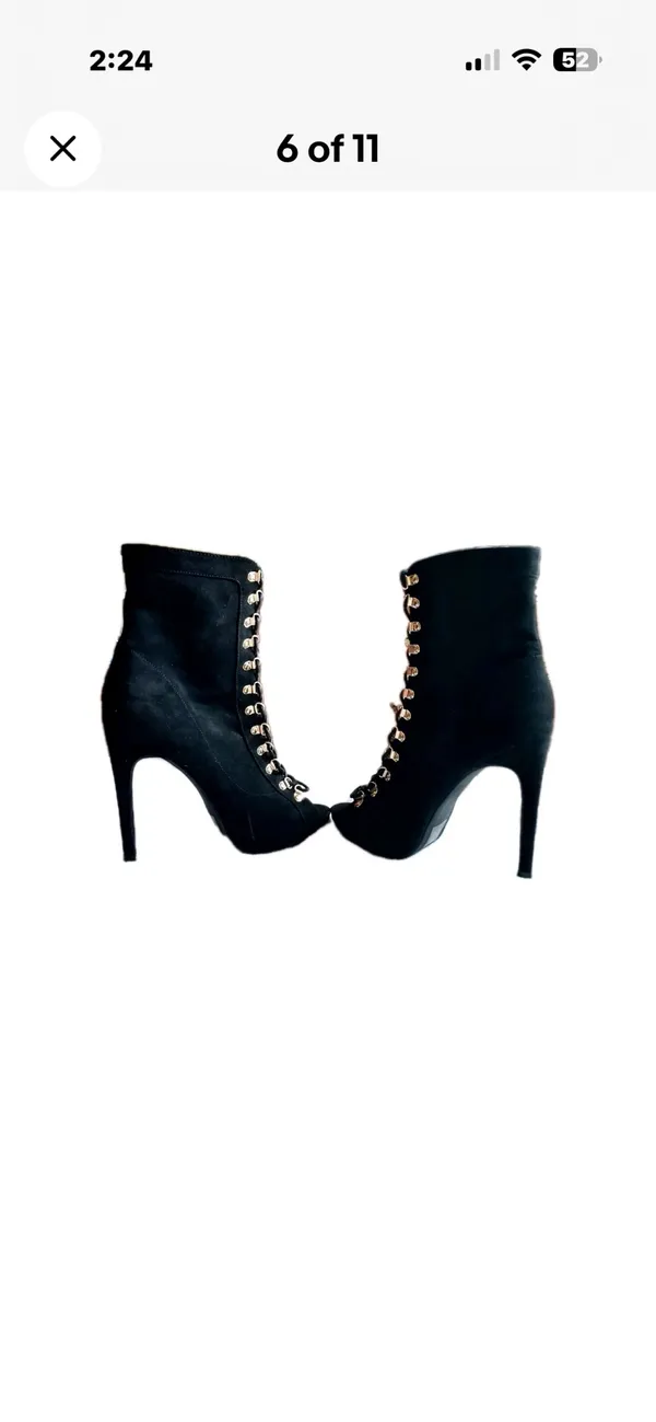 Wild Diva Lounge NWOB Ankle Lace-up Stiletto Peep Toe Bootie Sz8 Goth Punk Rock - Image 5