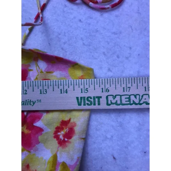 Old Navy‎ Floral Mini Dress Womens Small Pink Yellow Linen Tie Shoulder Smocked - Image 3