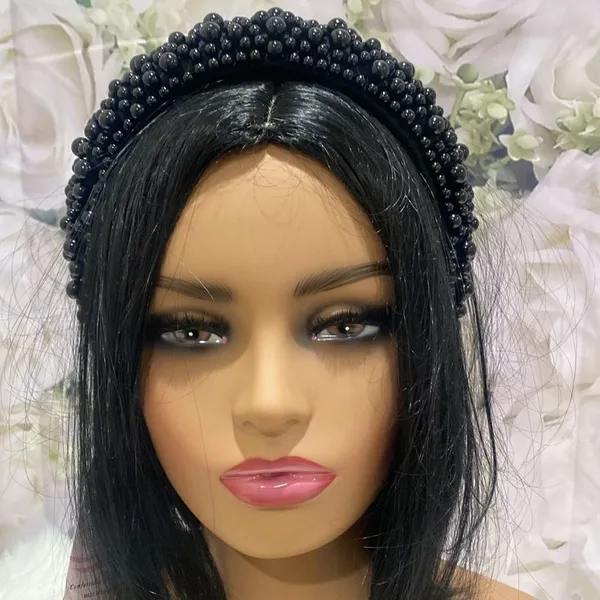 * Pearl headband - Black faux pearl - Image 3