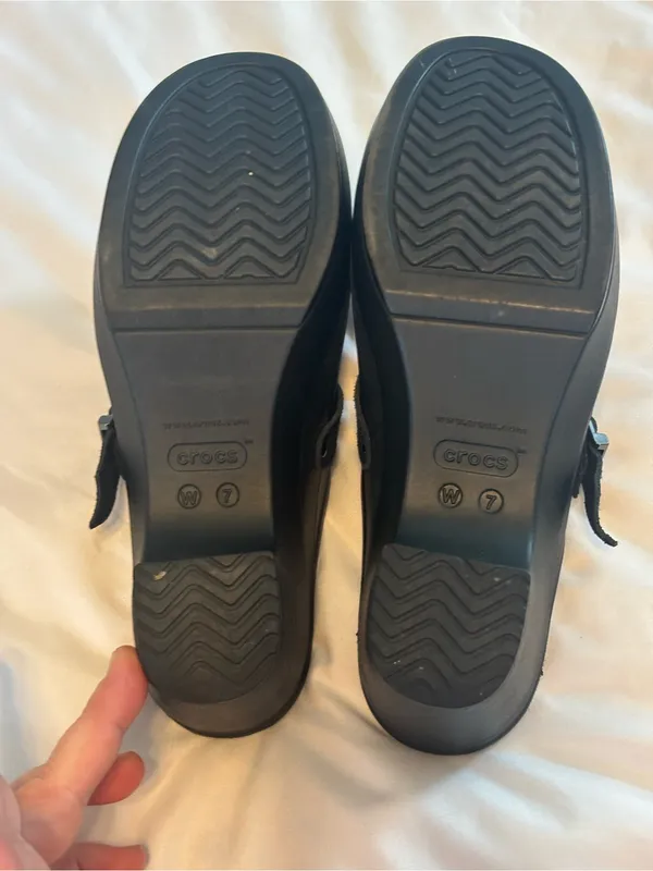 CROCS Black Slip-On Clog Mules with Buckle Strap - Image 4
