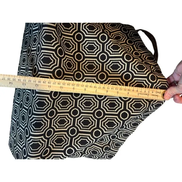 Geometric Patterned Tote Bag With Adjustable Straps & Zipper Closure Black - Image 7