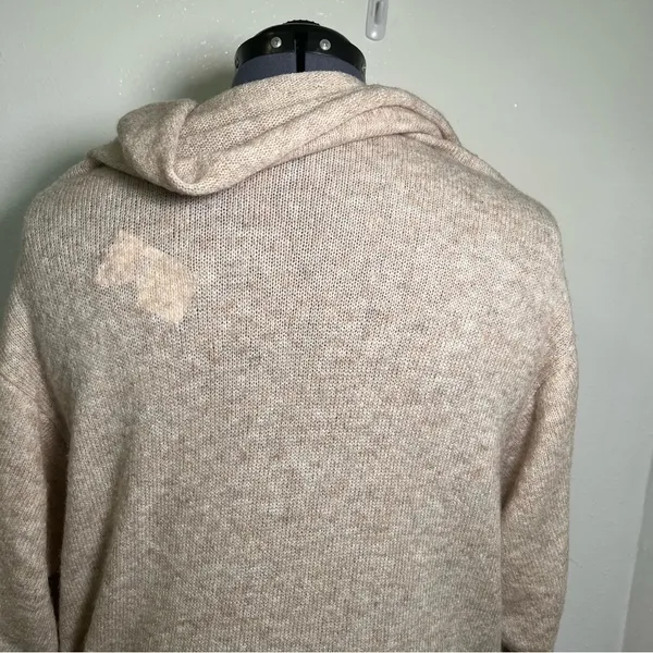 Cato Women's Sz XL Cowl Neck Sweater Oatmeal Heather Beige Dolman Sleeve Stretch - Image 7