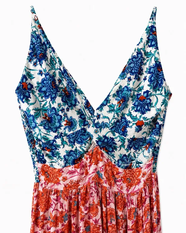 918 Angie XL Floral Patchwork Boho Midi Dress - Image 2