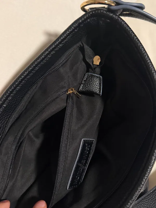 Black Faux Leather Shoulder Bag - Everyday Purse - Image 5