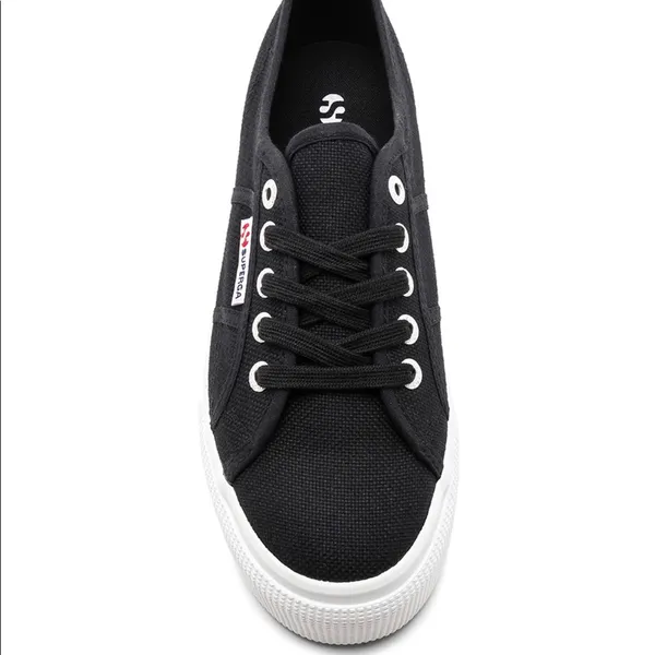 Superga 2790 Platform Low Top Black & White Sneakers - Image 4
