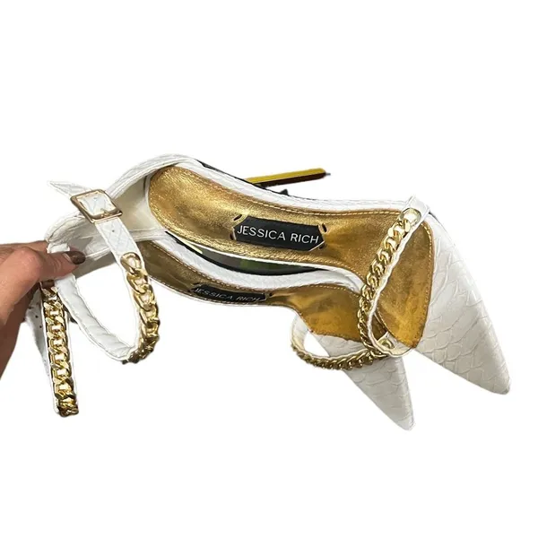 JESSICA RICH Monaco Chain Leather Heels Stilettos - Image 9
