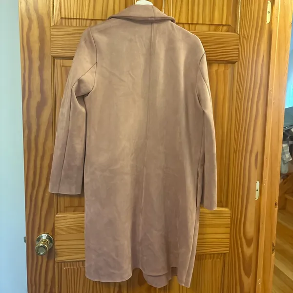 Nordstrom Tahari Dusty Pink Faux Suede Longline Jacket Size Medium - Image 6