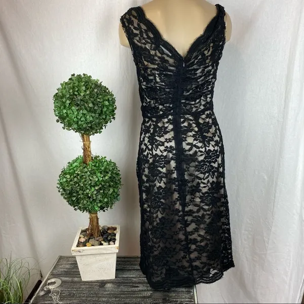 Calvin Klein Black Sheer Lace Cocktail Occassion Dress 4 - Image 4