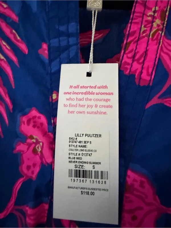 NWT Lilly Pulitzer Coulter Long Sleeve Cotton Top Blue Never Ending Summer - Image 7