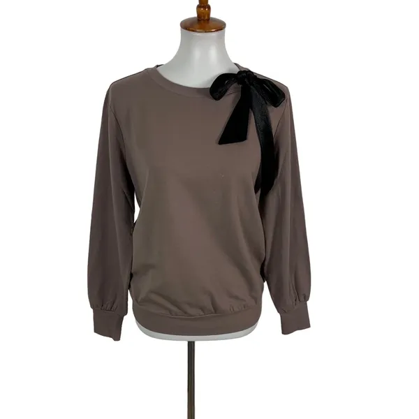 AnyBody Sweater XS Brown Crewneck Pullover Cozy Fall Winter Minimal - Image 2