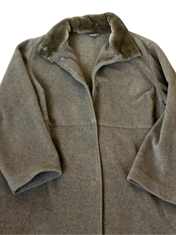 J Jill Fleece Pea Coat Jacket Faux Fur Collar Pockets Classic Winter Capsule - Image 4