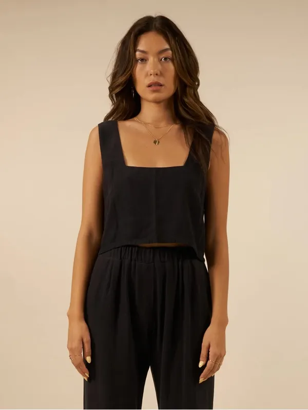 Bamabones Martine Black Tencel Crop Top Size Small - Image 2