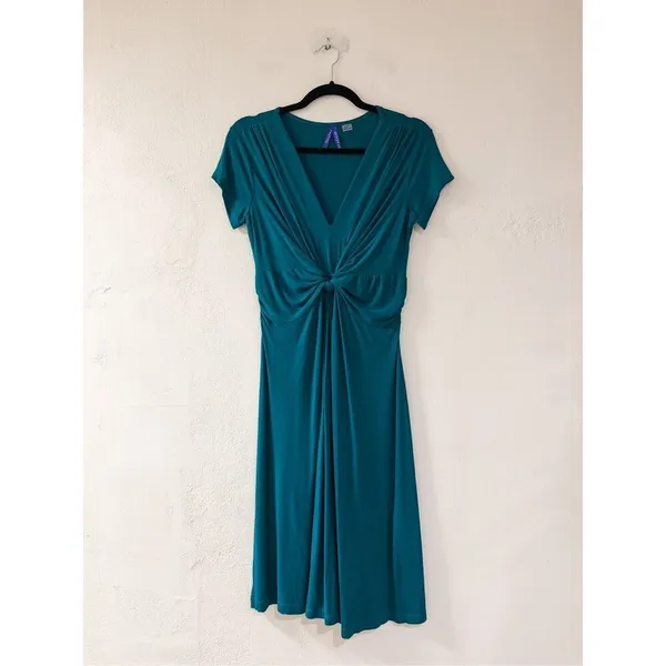 Seraphine Short Sleeve Maternity Dress in Teal Size 4 - Image 2