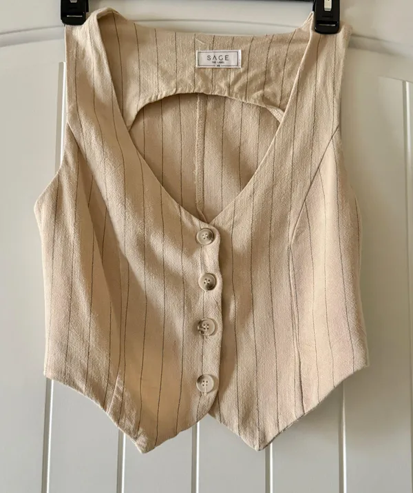Sage the label linen vest Tan - Image 3