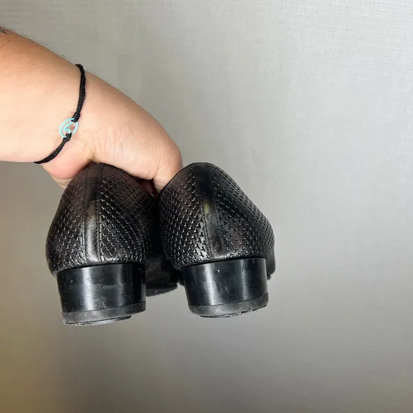 D.O.T.S. Black Woven Leather Square Toe Ballet Flats Made in Italy Size 42.5 - Image 5