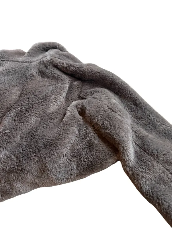 Song of Style Faux Fur Coat Brown Cropped Length Jacket Vegan Size Small Women's - Image 13