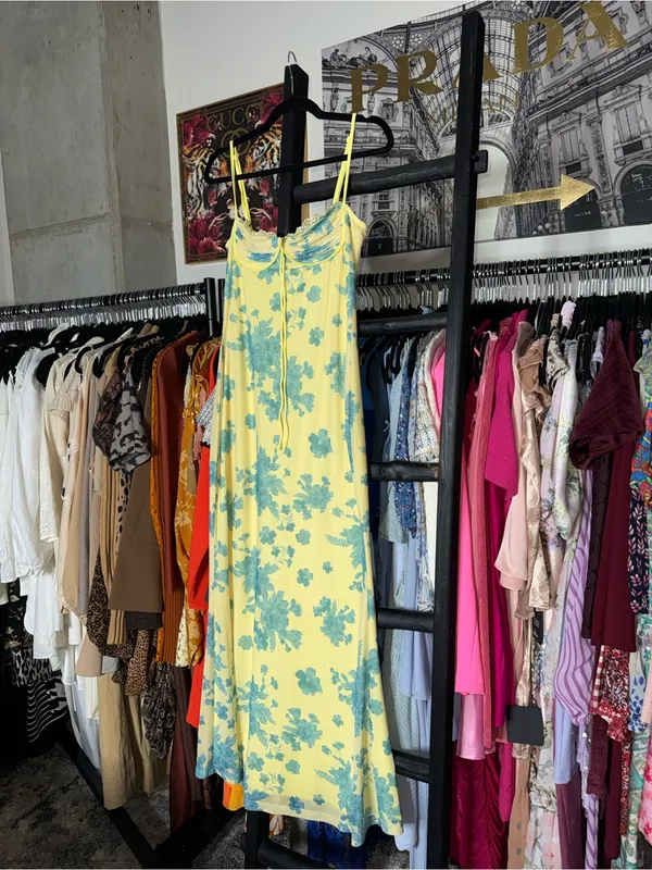 Selfie Leslie Fortune Lace Trim Floral Mesh Midi Dress Womens XL EUC - Image 7